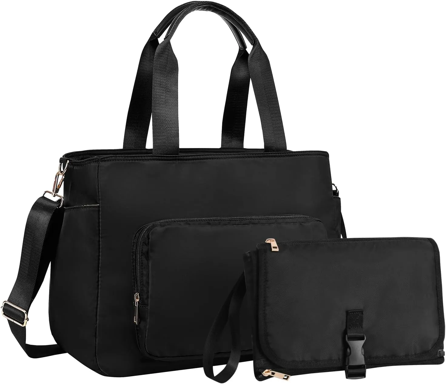 Multifunction Diaper Bag Tote with Portable Changing Pad Breast Pump Bag with 15 Inch Laptop Sleeve Work Bag