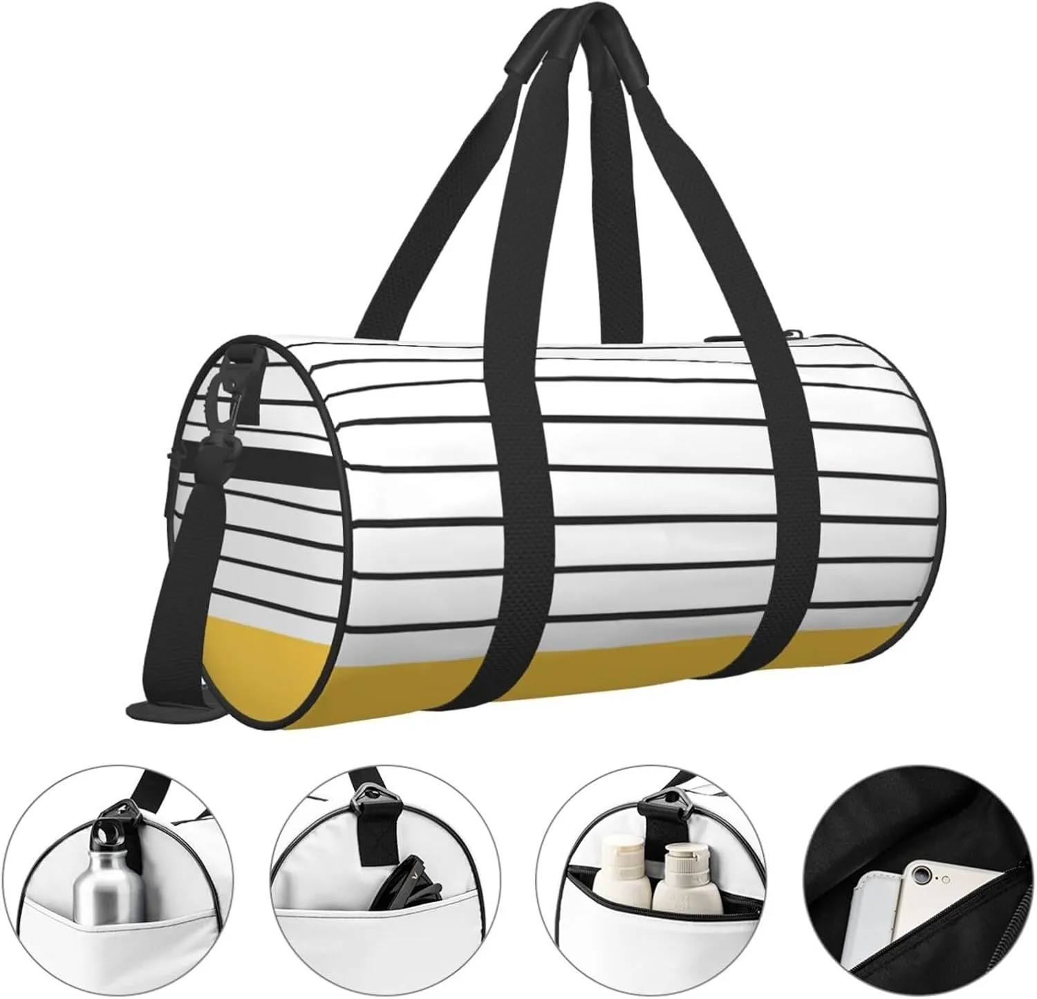 Mustard Round Travel Duffel Bag Large Capacity Gym Sports Bags for Hiking Vacation Trips