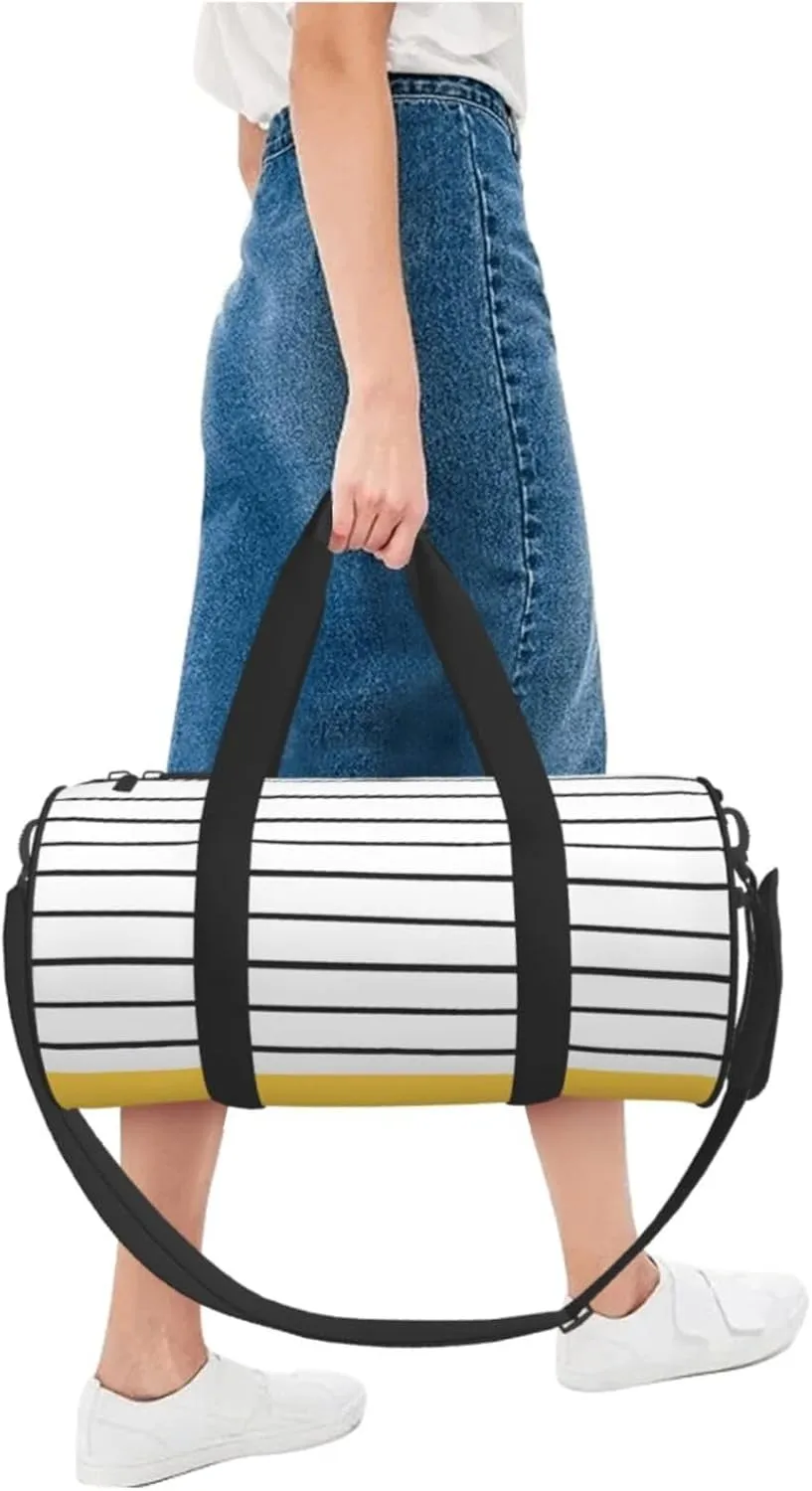 Mustard Round Travel Duffel Bag Large Capacity Gym Sports Bags for Hiking Vacation Trips