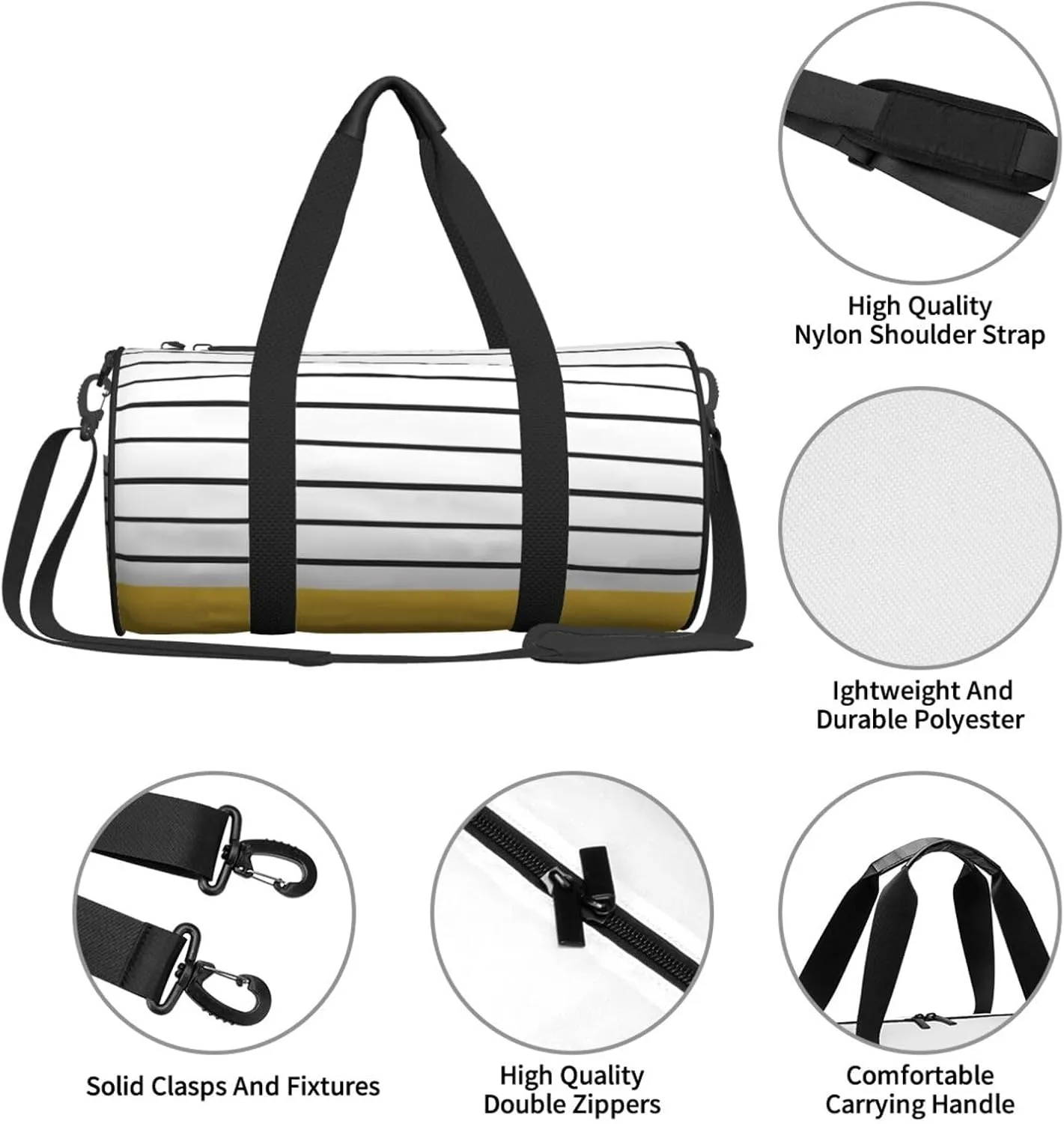 Mustard Round Travel Duffel Bag Large Capacity Gym Sports Bags for Hiking Vacation Trips