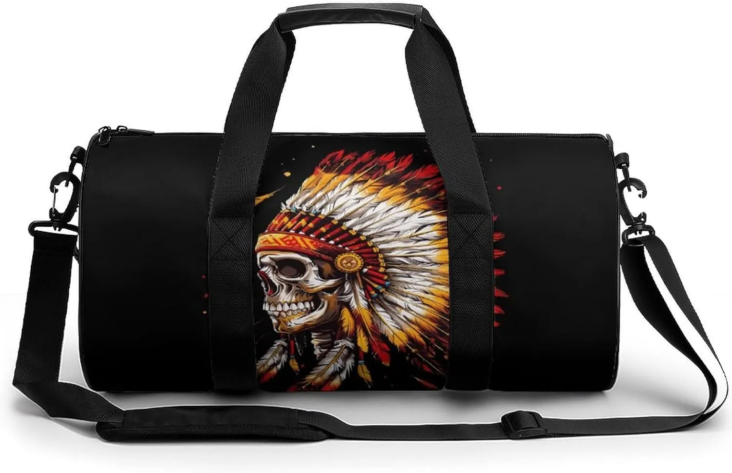 Native U.S. Chief Skull Printed Sports Gym Bag for Women Men Travel Duffel Bag Workout Weekender Bags