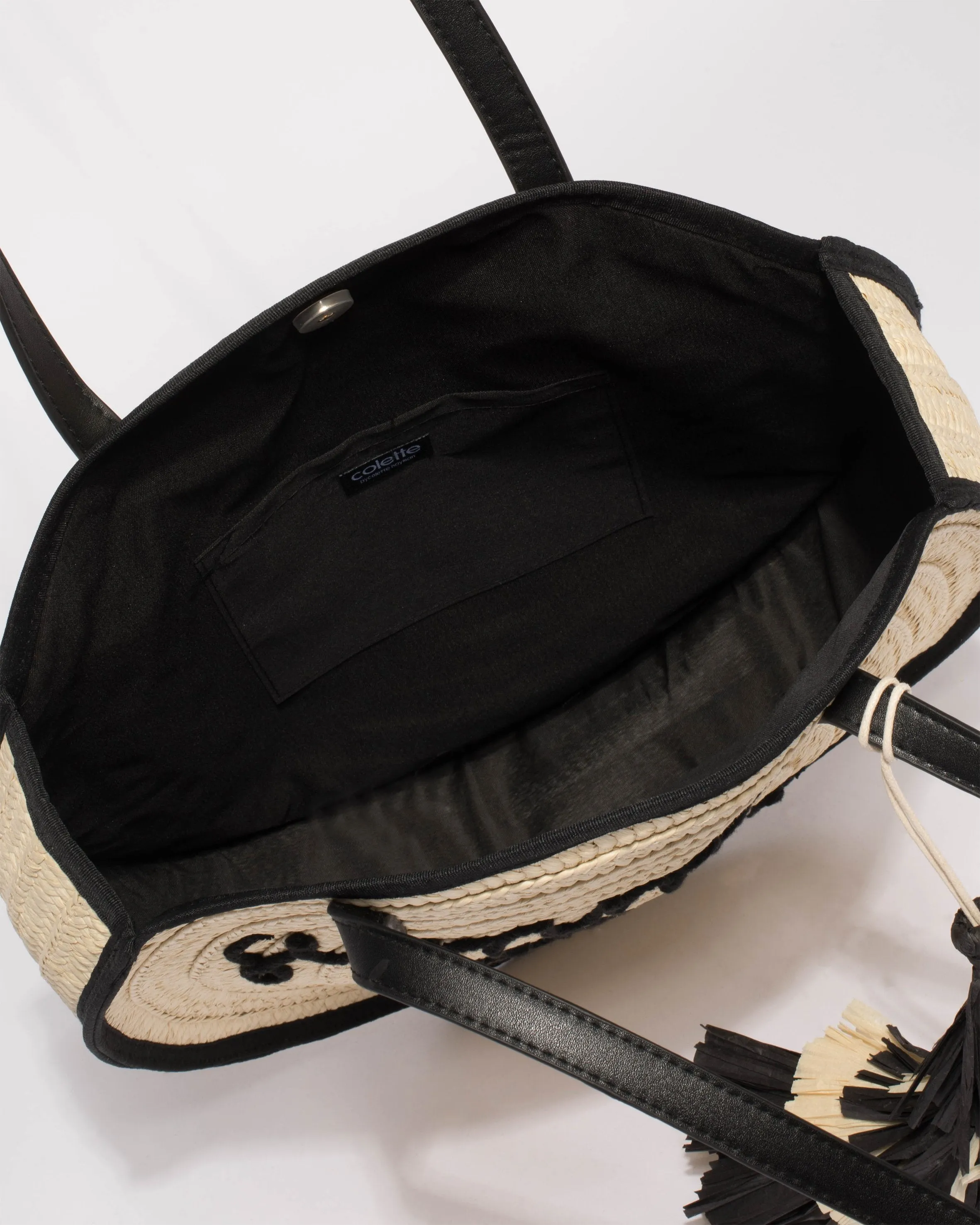 Natural And Black Summer Circle Tote Bag