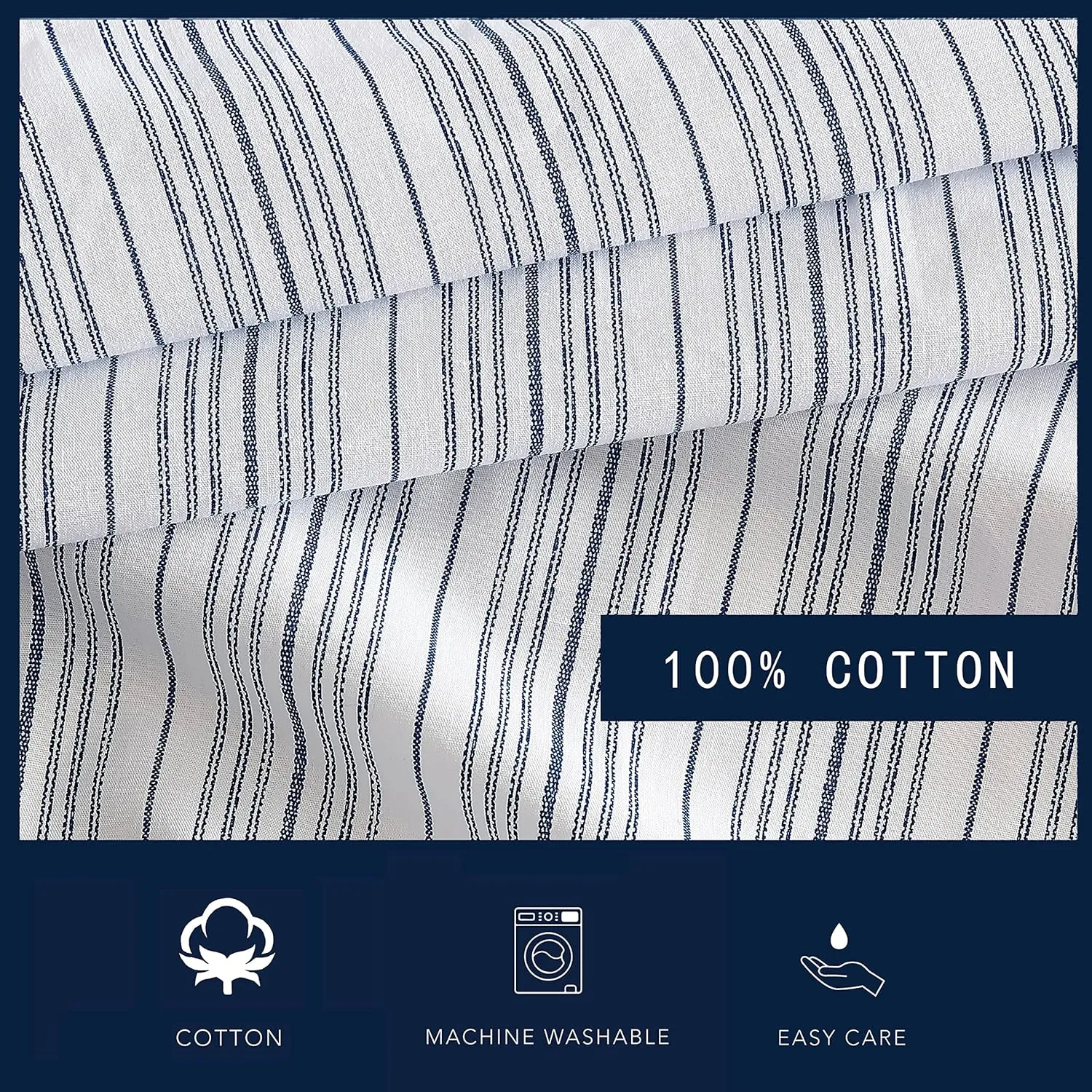 Nautica - Standard Pillowcase Set, Cotton Percale Bedding, Casual Home Decor (Beaux Stripe Blue, 2 Piece)