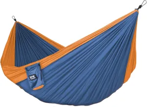 Neolite Double Camping Hammock - Lightweight Portable Nylon Parachute Hammock for Backpacking, Travel, Beach, Yard. Hammock Straps & Steel Carabiners Included (Orange/Blue)