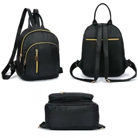 New Fashion Women Girls Black Nylon Mini Backpack