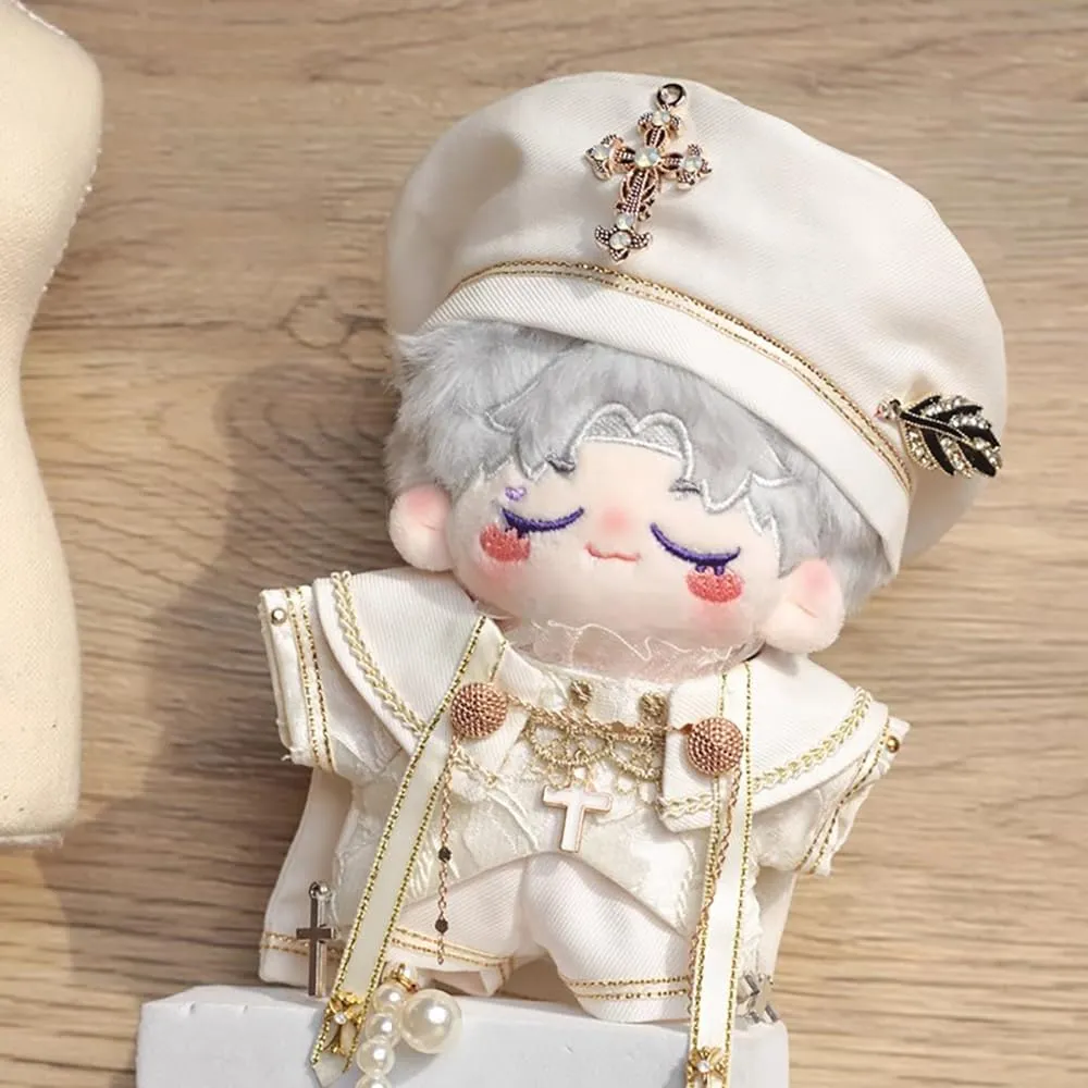 niannyyhouse 10cm 15cm 20cm 40cm Doll Clothes European Style Hat Shirt Pants Shawl Leather Shoes Stuffed Plush Toy Accessories (10cm-White)