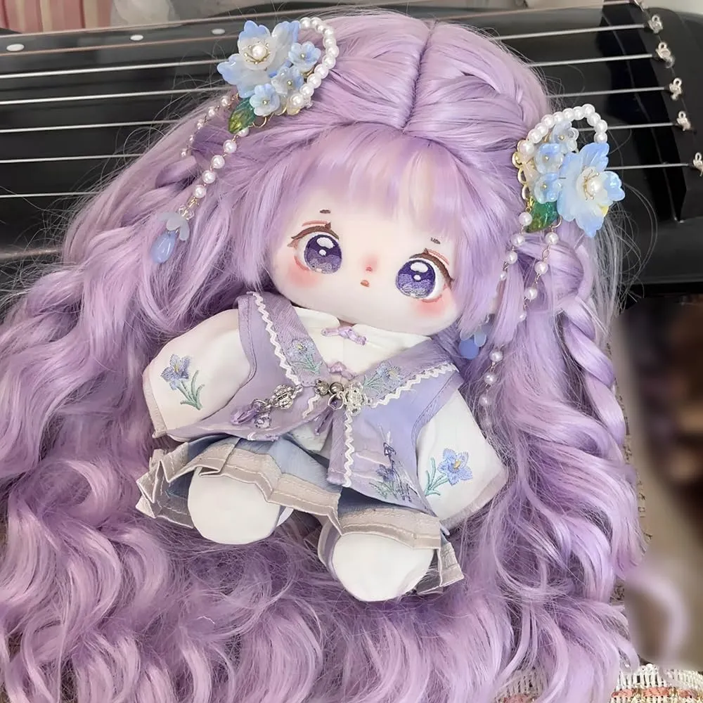 niannyyhouse 20cm Plush Doll Clothes Headdress Coat Skirt Ancient Hanfu 8in Stuffed Doll Dressup (B1)