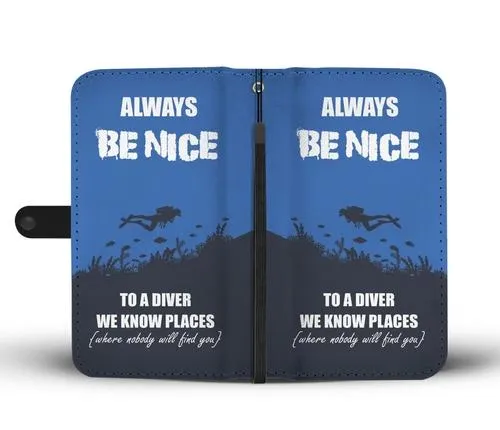 Nice to Diver Wallet Phone Case with RFID Blocker
