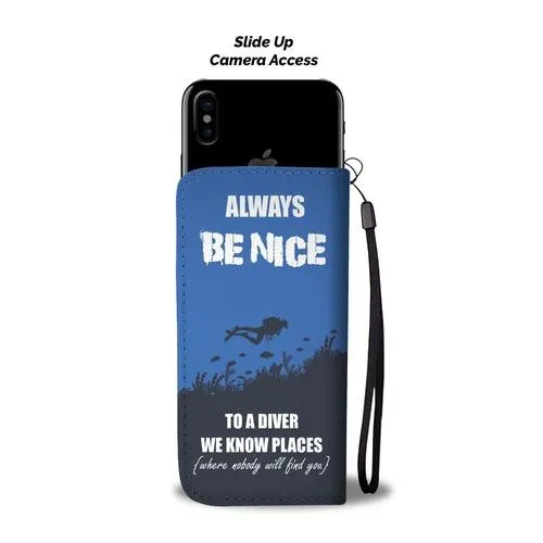 Nice to Diver Wallet Phone Case with RFID Blocker