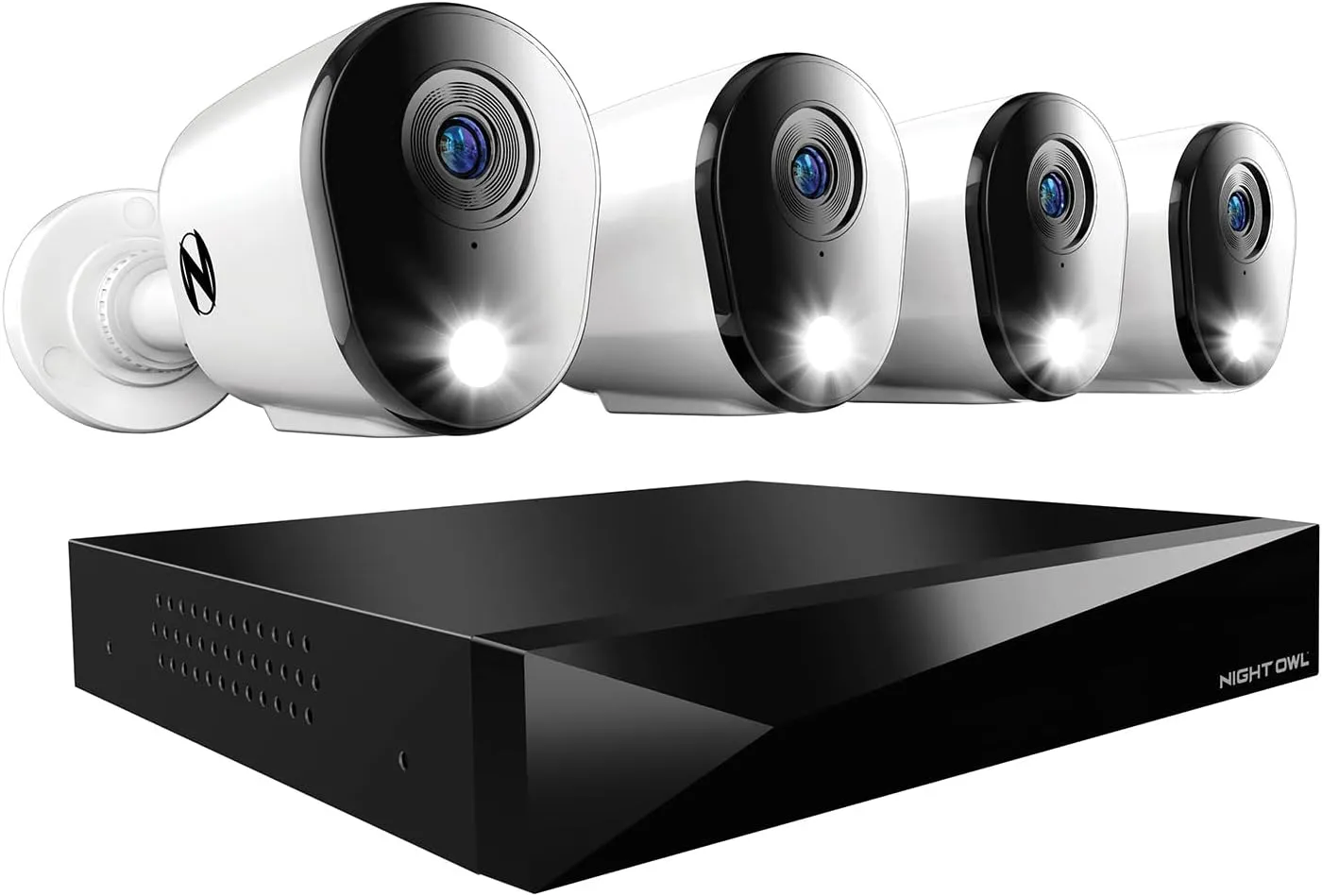 Night Owl 2-Way Audio 12 Channel DVR Video Home Security Camera System with (4) Wired 2K HD Indoor/Outdoor Deterrence Cameras and 2TB Hard Drive (Add up to 4 More Wired and 4 Wi-Fi Cameras) (4 Camera)