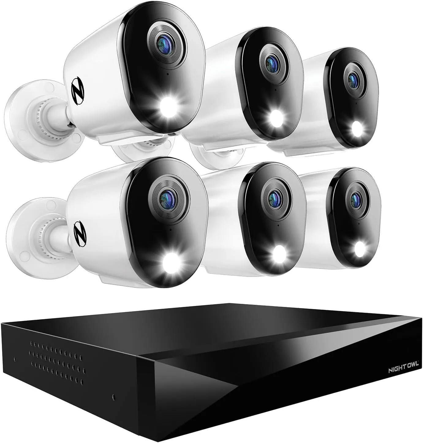 Night Owl 2-Way Audio 12 Channel DVR Video Home Security Camera System with (6) Wired 2K HD Indoor/Outdoor Deterrence Cameras and 1TB Hard Drive (Add up to 2 More Wired and 4 Wi-Fi Cameras)
