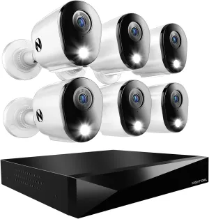 Night Owl 2-Way Audio 12 Channel DVR Video Home Security Camera System with (6) Wired 2K HD Indoor/Outdoor Deterrence Cameras and 1TB Hard Drive (Add up to 2 More Wired and 4 Wi-Fi Cameras)