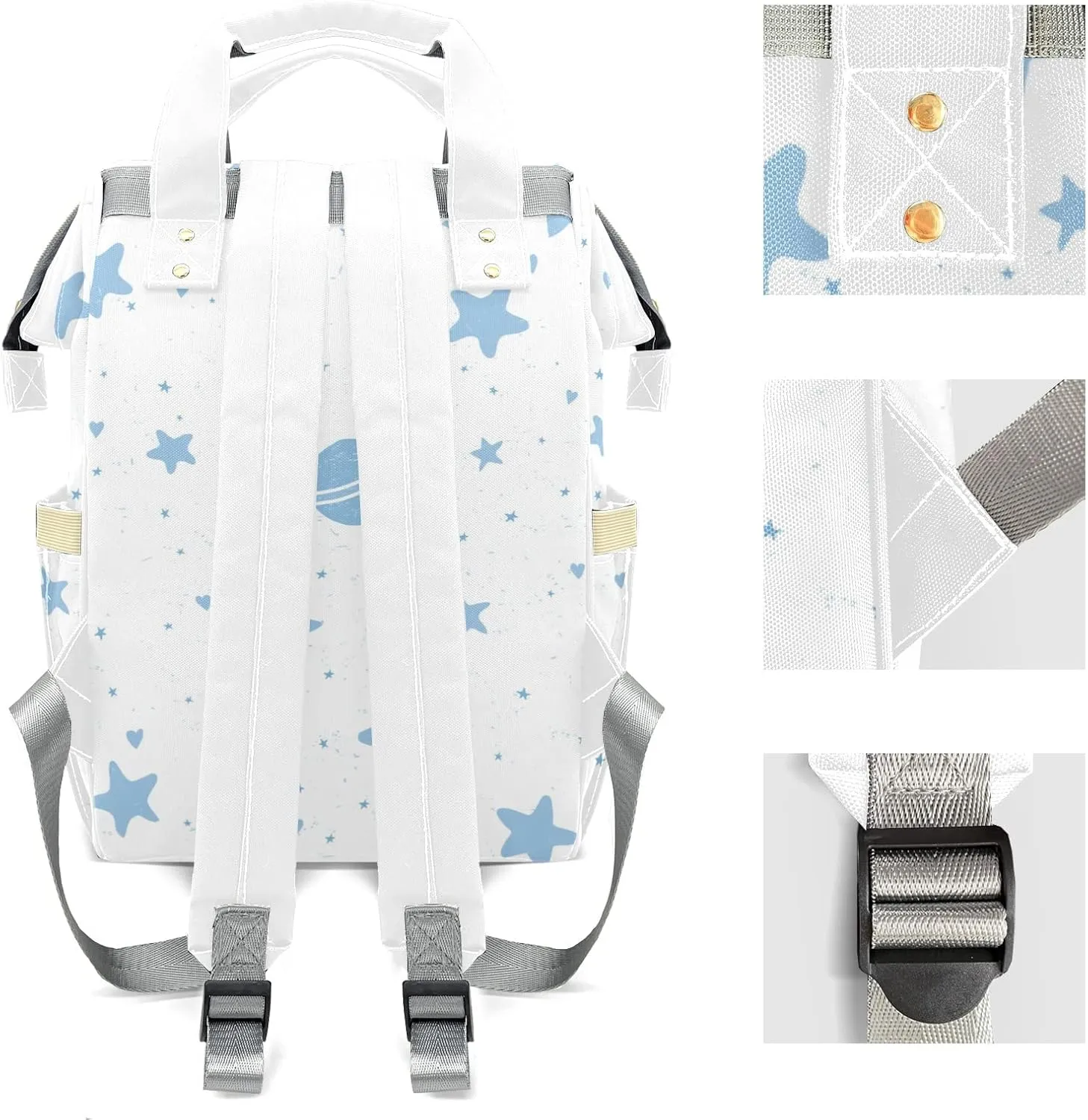 Night Sleeping Bear Personalized Large Capacity Diaper Bags,Custom Name Backpack Casual Daypack Bag Nappy Bag Gifts