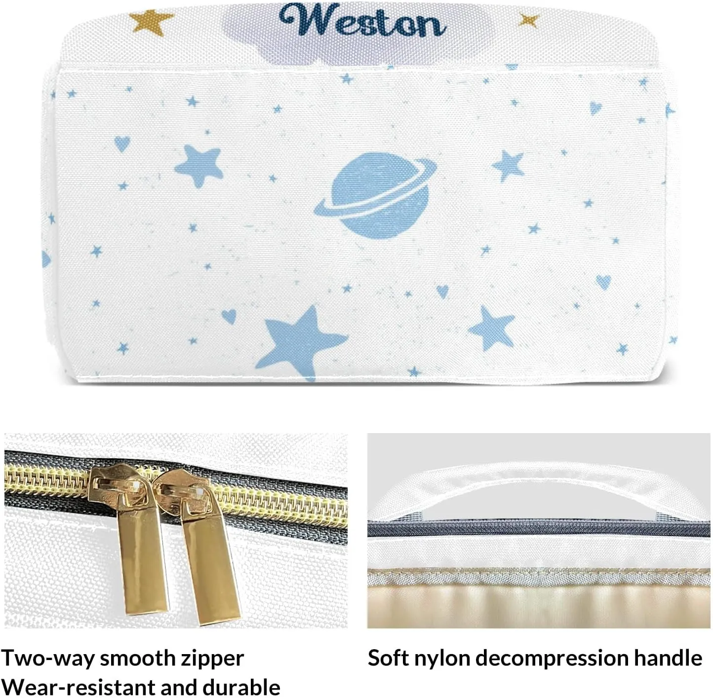 Night Sleeping Bear Personalized Large Capacity Diaper Bags,Custom Name Backpack Casual Daypack Bag Nappy Bag Gifts