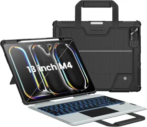 Nillkin Carry Go iPad Pro 13 inch (M4) Backlit Keyboard Case with Handle, New iPad Pro M4 13 inch Detachable Keyboard 2024 with Kickstand,Shortcut Keys,Trackpad, Great Typing (Carbon Black)