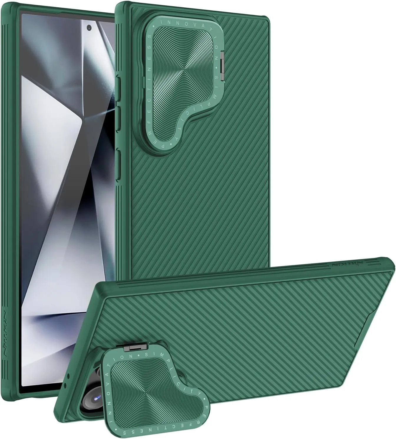 Nillkin for Samsung Galaxy S24 Ultra Case with Kichstand Camera Cover, Drop-Proof Phone Case, [2-in-1 Lens Cap&Kichstand], [Hidden Stand], Slim Case for Galaxy S24 Ultra 6.8" 2024, Green