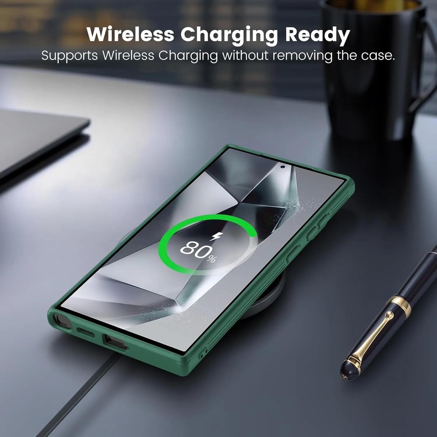 Nillkin for Samsung Galaxy S24 Ultra Case with Kichstand Camera Cover, Drop-Proof Phone Case, [2-in-1 Lens Cap&Kichstand], [Hidden Stand], Slim Case for Galaxy S24 Ultra 6.8" 2024, Green