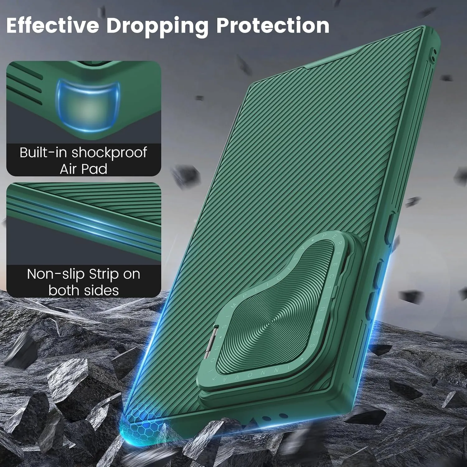 Nillkin for Samsung Galaxy S24 Ultra Case with Kichstand Camera Cover, Drop-Proof Phone Case, [2-in-1 Lens Cap&Kichstand], [Hidden Stand], Slim Case for Galaxy S24 Ultra 6.8" 2024, Green