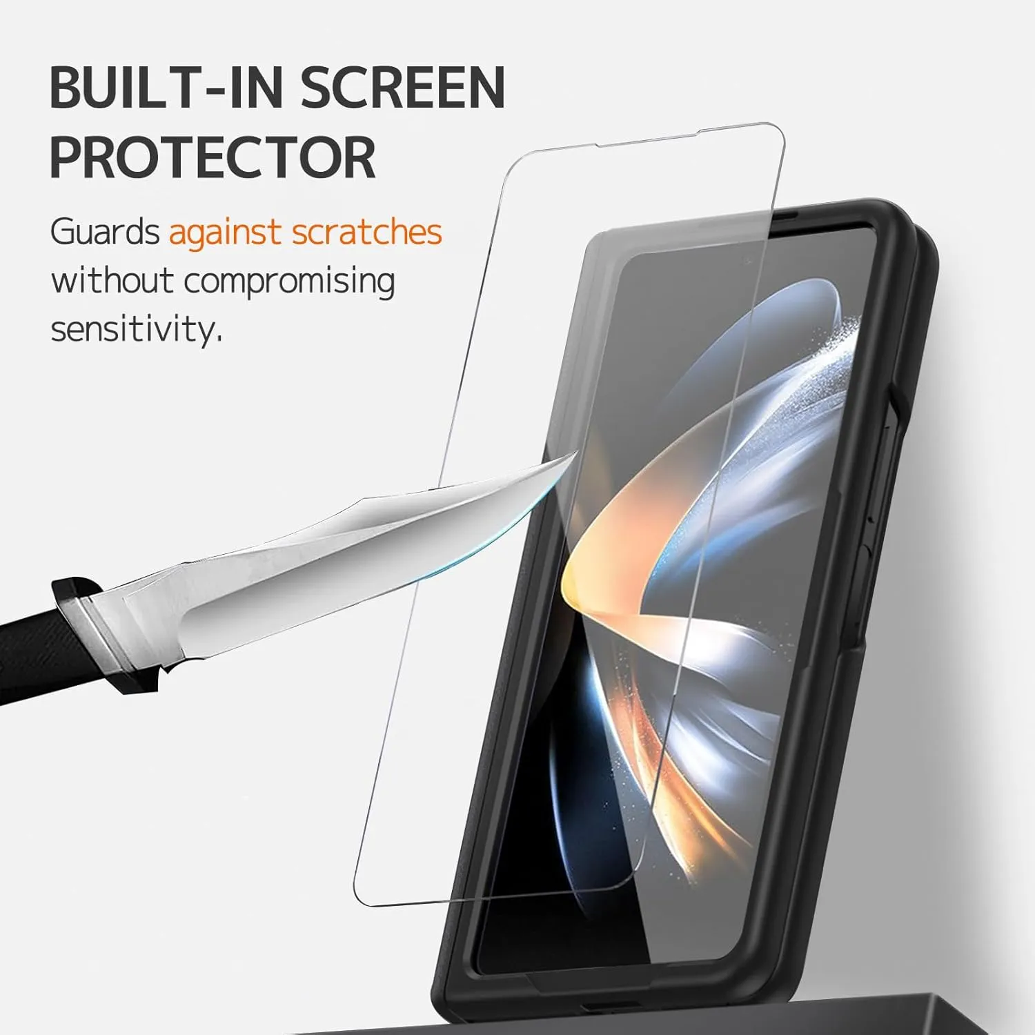 Ninki Compatible Samsung Galaxy Z Fold 3 Case with Strap & Screen Protector, Military Grade Protective Leather Hinged Case for Samsung Z Fold 3 Phone, Black