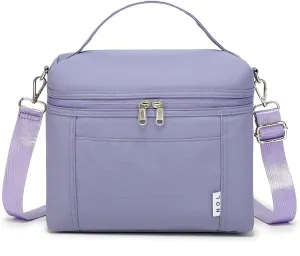 NOL Natural Organic Lifestyle Insulated Lunch Bags for Women Cooler Bag Lightweight Nylon Waterproof Lunch Box For Work (Small, Light purple)