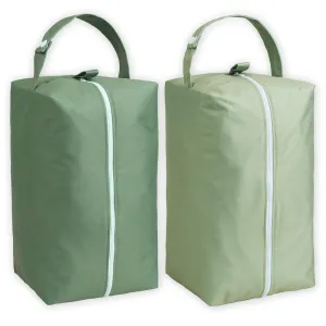 Nora's Nursery Reusable Wet Dry Bag for Cloth Diapers, Washable Pod with Large Zipper Opening, 2-Pack Waterproof Diaper Pods with Detachable Snap, Wet Bags for Cloth Diapers