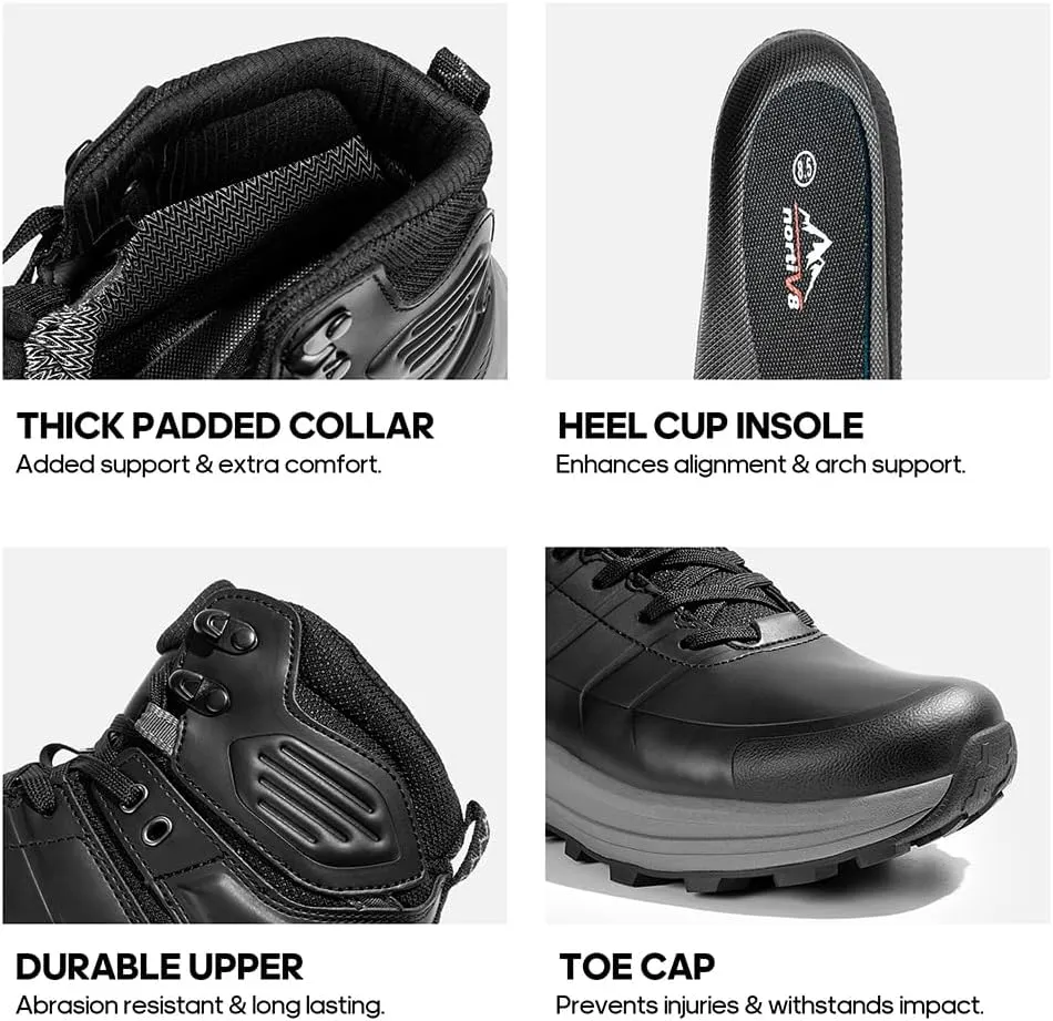 NORTIV 8 Men's Waterproof Hiking Boots Lightweight Non-Slip Outdoor Ankle Trekking Boots Expedition
