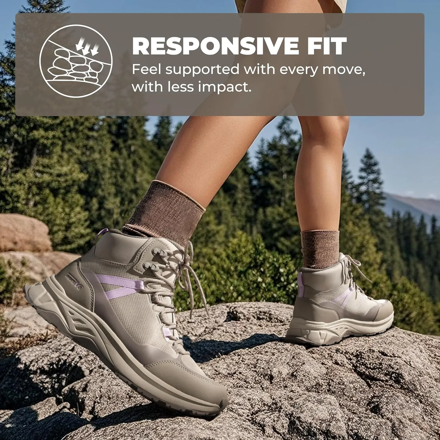NORTIV 8 Women's Hiking Boots Waterproof Lightweight Outdoor Trekking Comfortable Non-Slip Backpacking Camping Ankle Boot Hollow
