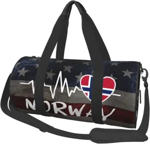 Norway Heartbeat Duffel Bag Gym Bag Travel Sports Tote Large Foldable Beach Swim Yoga1