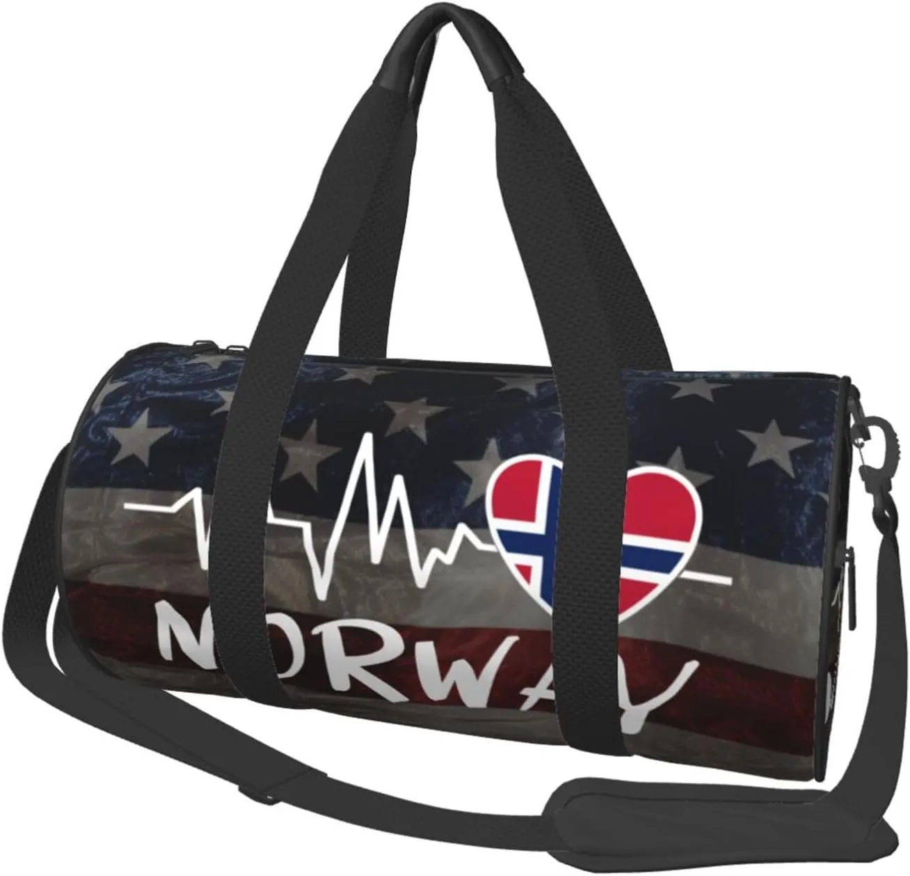 Norway Heartbeat Duffel Bag Gym Bag Travel Sports Tote Large Foldable Beach Swim Yoga1