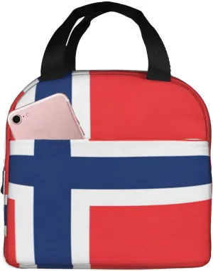 Norwegian flag Lunch Bag Lunch Box for Women & Men â€“ Leakproof Cute Cooler Lunch Tote Bag, Large Capacity for Work Travel Picnic