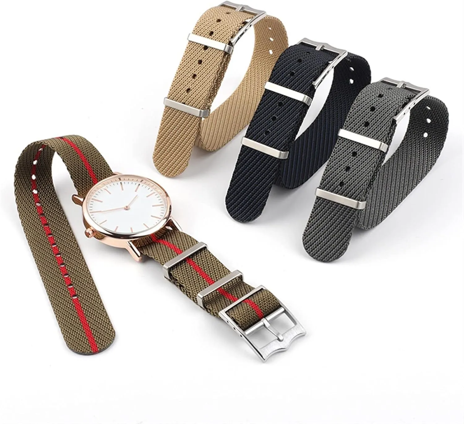 Nylon Watchbands For Omega 007 Nylon Strap 20 22mm Nato Band (Color : Army green X red, Size : 20mm)
