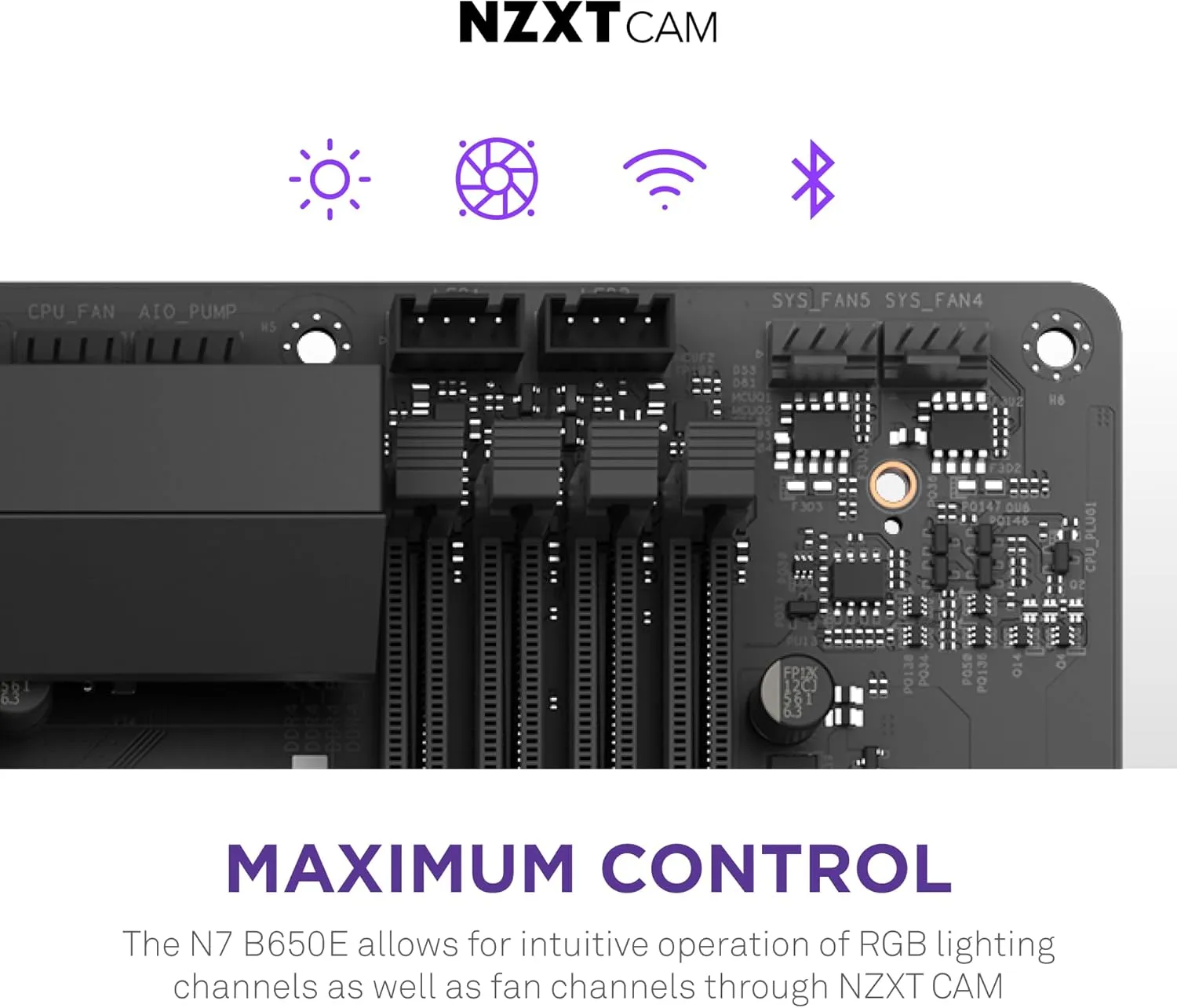 NZXT N7 B650E - AMD B650 Chipset - Supports AMD Ryzen 9000 8000 & 7000 Series CPUs (Socket AM5) - ATX Gaming Motherboard - Integrated Rear I/O Shield - DDR5 - Wi-Fi 6E - White