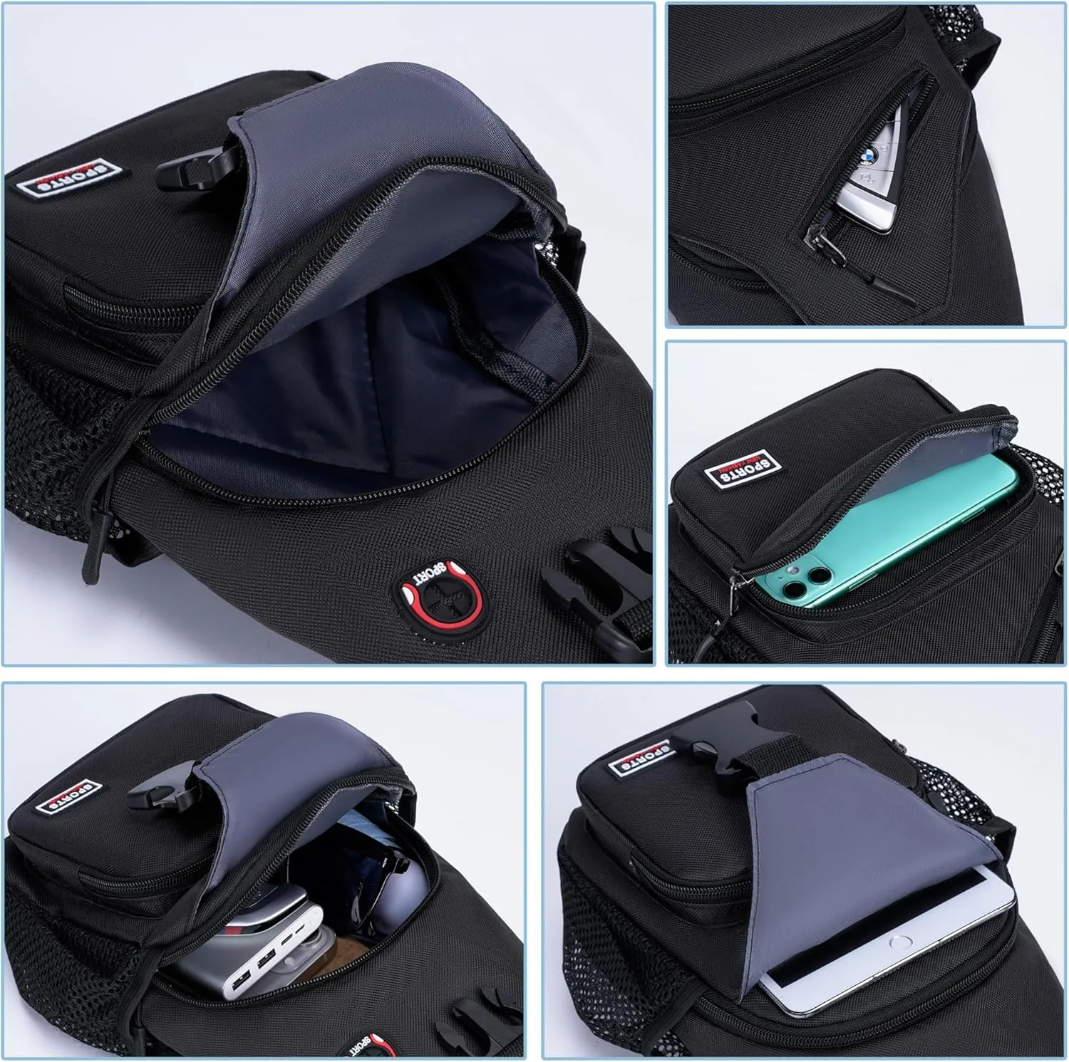 O-TBOST Crossbody Sling Bag Casual Chest Bag for Men Women Lightweight Durable Travel Hiking for Daily Use (black, Large)