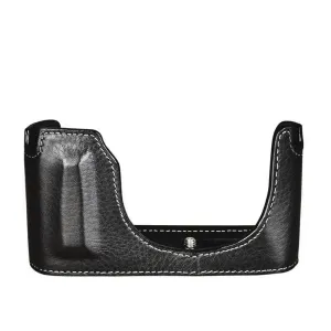 Oberwerth Half Case with Battery Hatch for Leica Q2  - Casual Line, Black with White Stitching