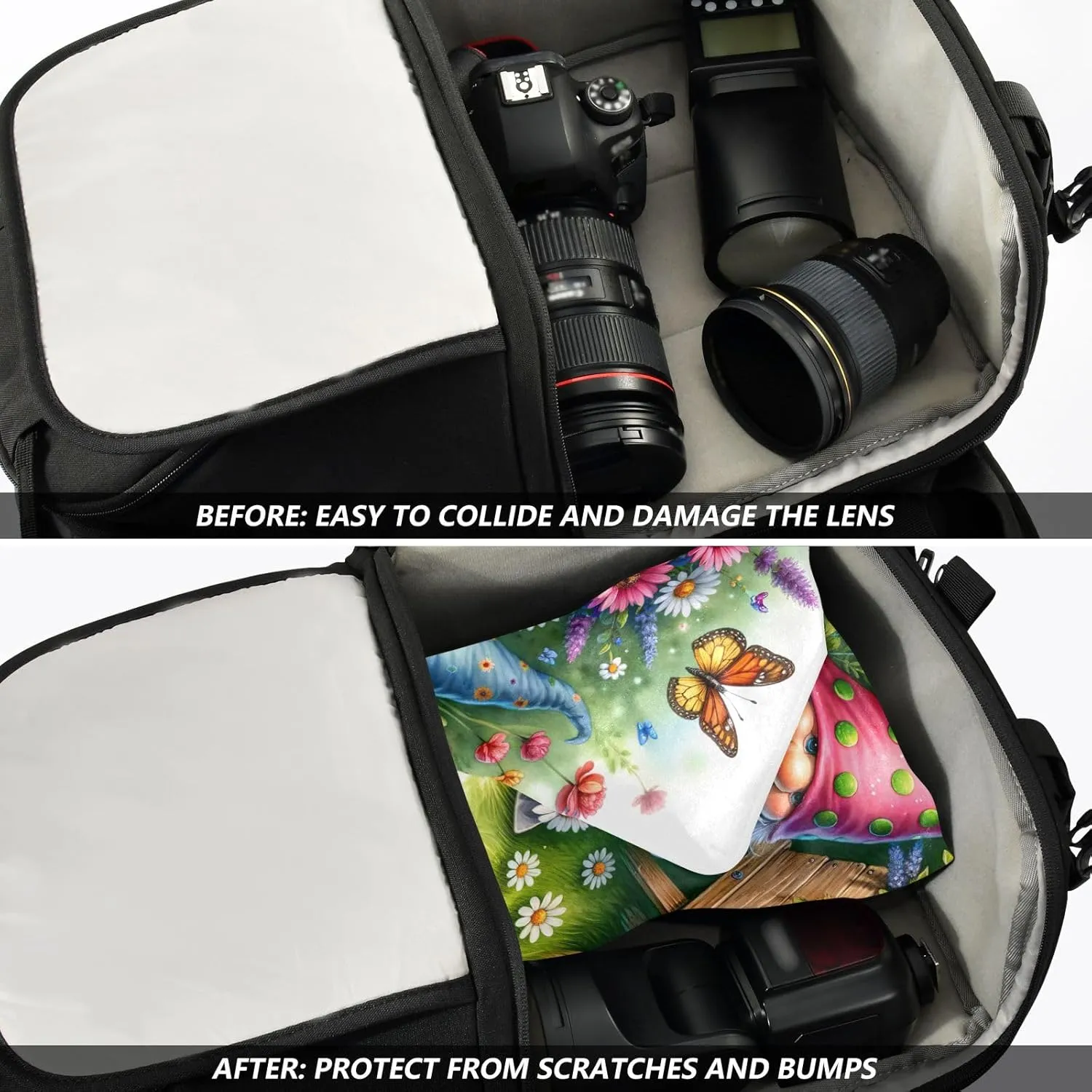 ODAWA Garden Gnome White Self Adhesive Cloth 21.7X21.7 Inch Self-adhesive Cloth Protective Camera Wrapper Lightweight Foldable Wrapper for Camera Accessories