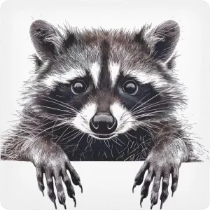 ODAWA Raccoon Black White Print Self Adhesive Cloth 17.7X17.7 Inch Changeable Capacity Cosmetic Bag Wrap Protection for Camera and Lens