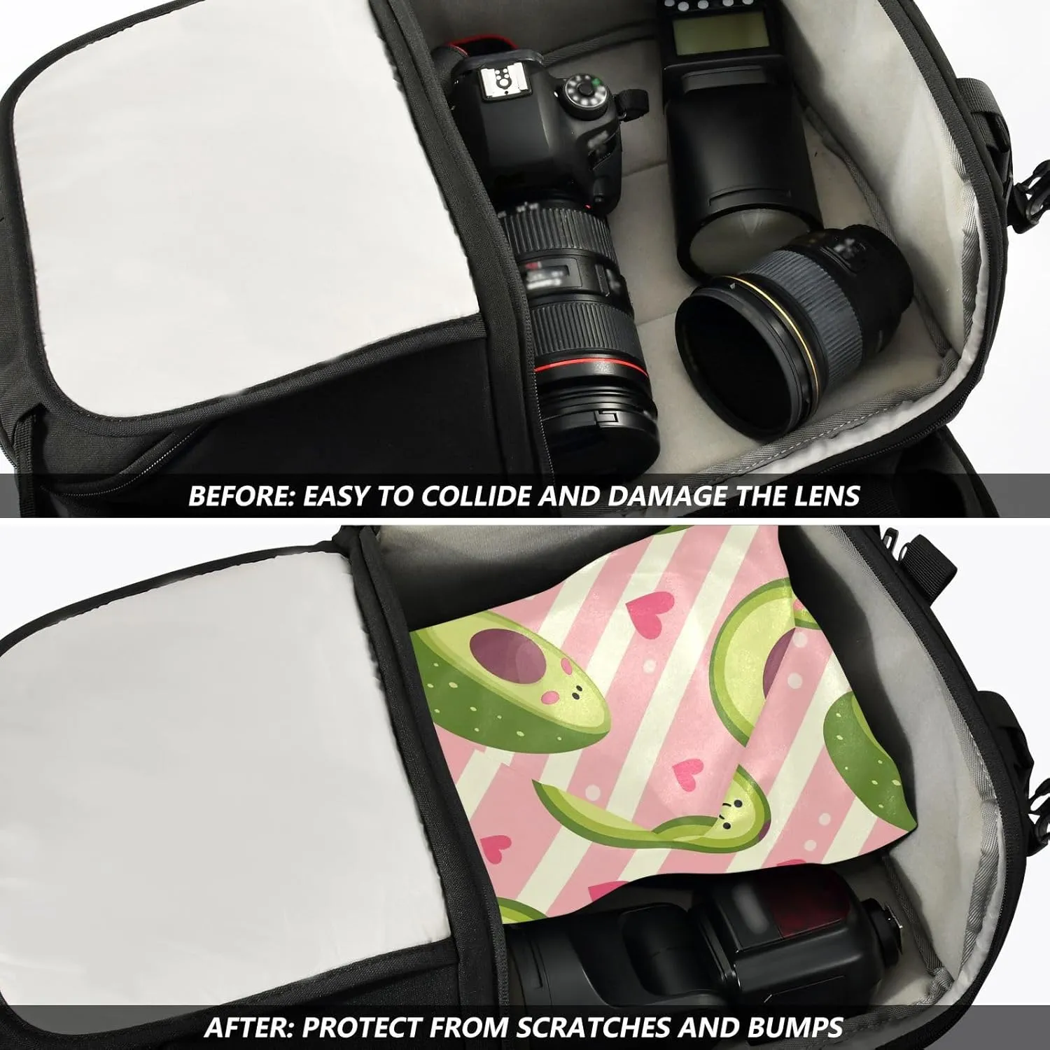 ODAWA Selfstick Cloth Pounch 21.7 In, Cute Funny Avocado Pastel Stripes Changeable Capacity Cosmetic Bag, Self Adhesive Wraps for Electronics