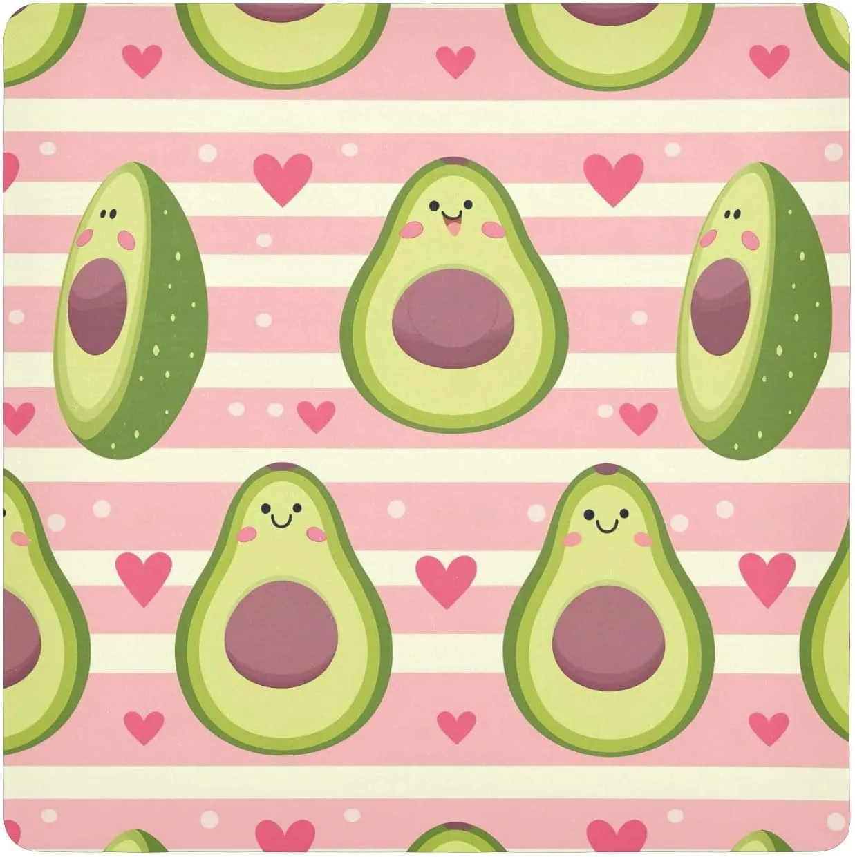 ODAWA Selfstick Cloth Pounch 21.7 In, Cute Funny Avocado Pastel Stripes Changeable Capacity Cosmetic Bag, Self Adhesive Wraps for Electronics