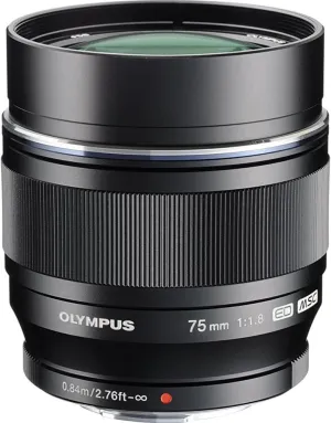 OLYMPUS M.Zuiko Digital 75mm F1.8 Black For Micro Four Thirds System Camera, Compact Design, Beautiful Bokeh,Bright