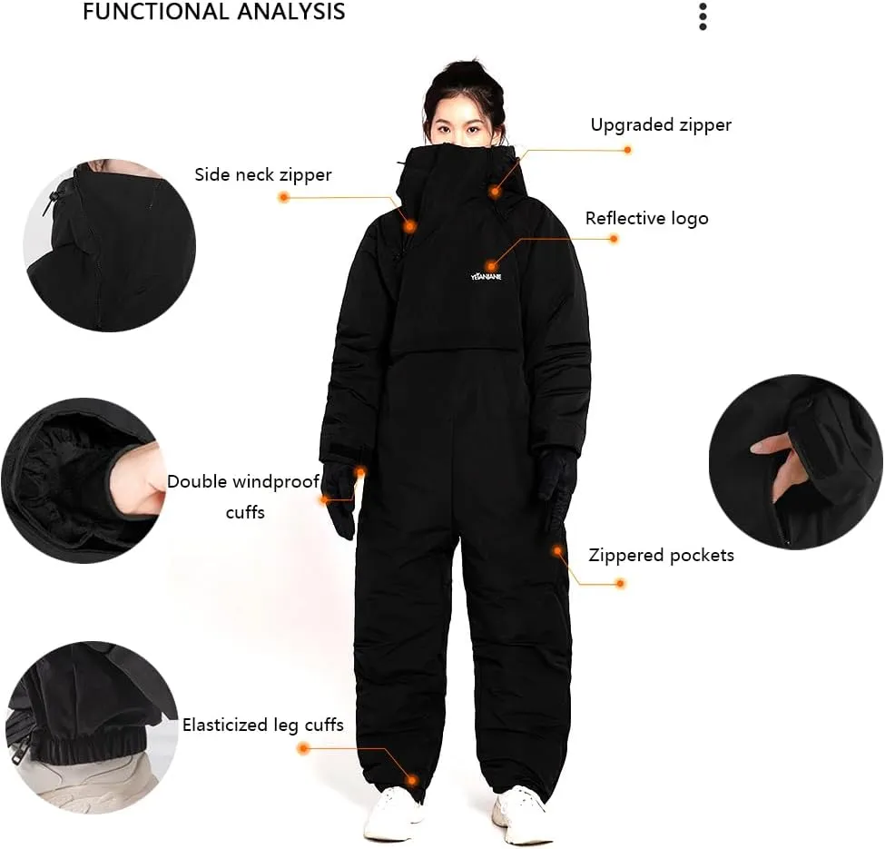 One-Piece Snowsuit Ski & Rescue SuitSnowsuit Water Resistant Windproof for Adults/Men/Women