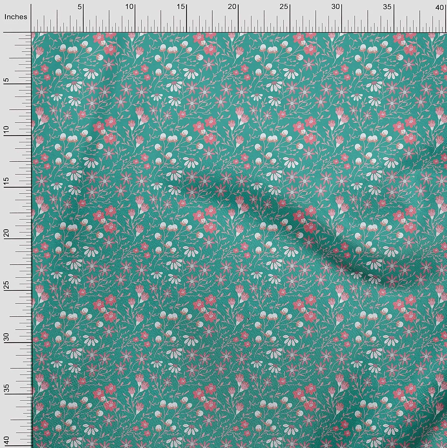 oneOone Cotton Jersey Sea Green Fabric Leaves & Flower Craft Projects Decor Fabric Printed by The Yard 58 Inch Wide-SC