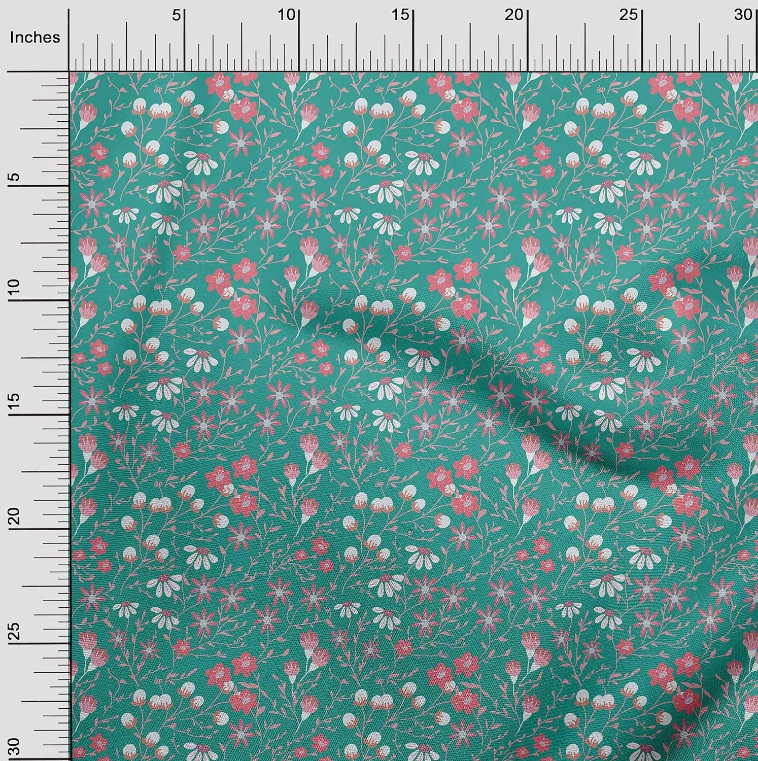 oneOone Cotton Jersey Sea Green Fabric Leaves & Flower Craft Projects Decor Fabric Printed by The Yard 58 Inch Wide-SC