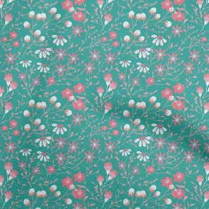 oneOone Cotton Jersey Sea Green Fabric Leaves & Flower Craft Projects Decor Fabric Printed by The Yard 58 Inch Wide-SC