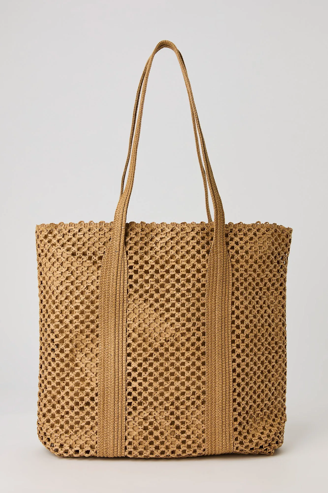 Open Weave Straw Tote Bag