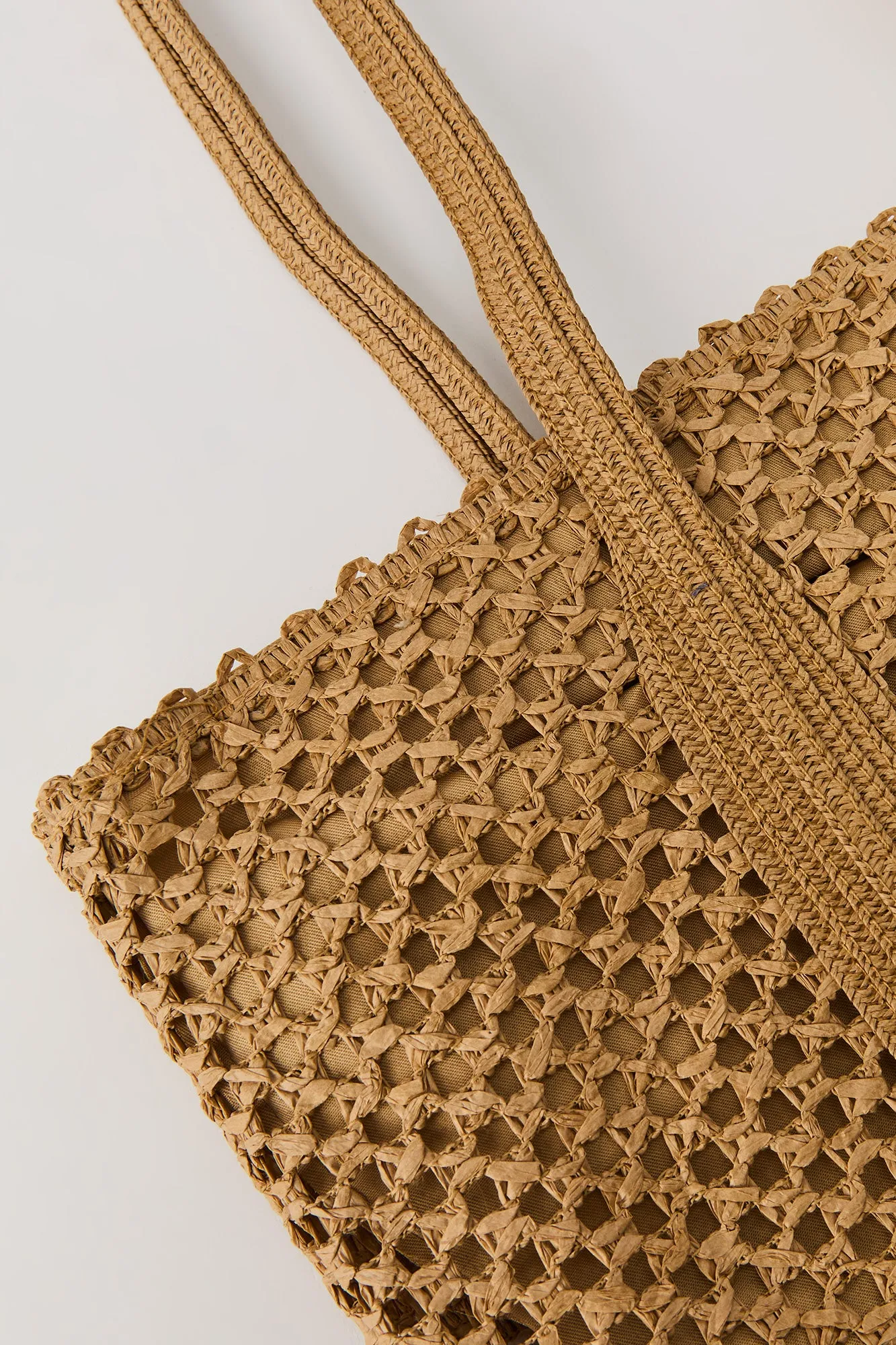 Open Weave Straw Tote Bag
