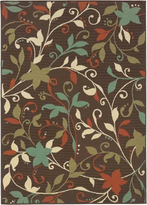 Oriental Weavers Montego Indoor/Outdoor Rug - 967X6-5'3" x 7'6" - in Brown/Green - Classic Casual Style, Water, Stain and Fade Resistant, Hose Clean, Patio, Outdoor Living Area Rug