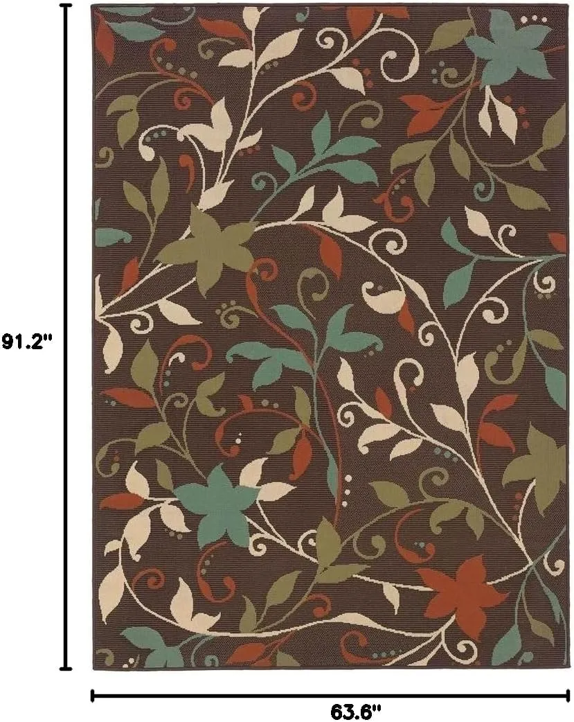 Oriental Weavers Montego Indoor/Outdoor Rug - 967X6-5'3" x 7'6" - in Brown/Green - Classic Casual Style, Water, Stain and Fade Resistant, Hose Clean, Patio, Outdoor Living Area Rug