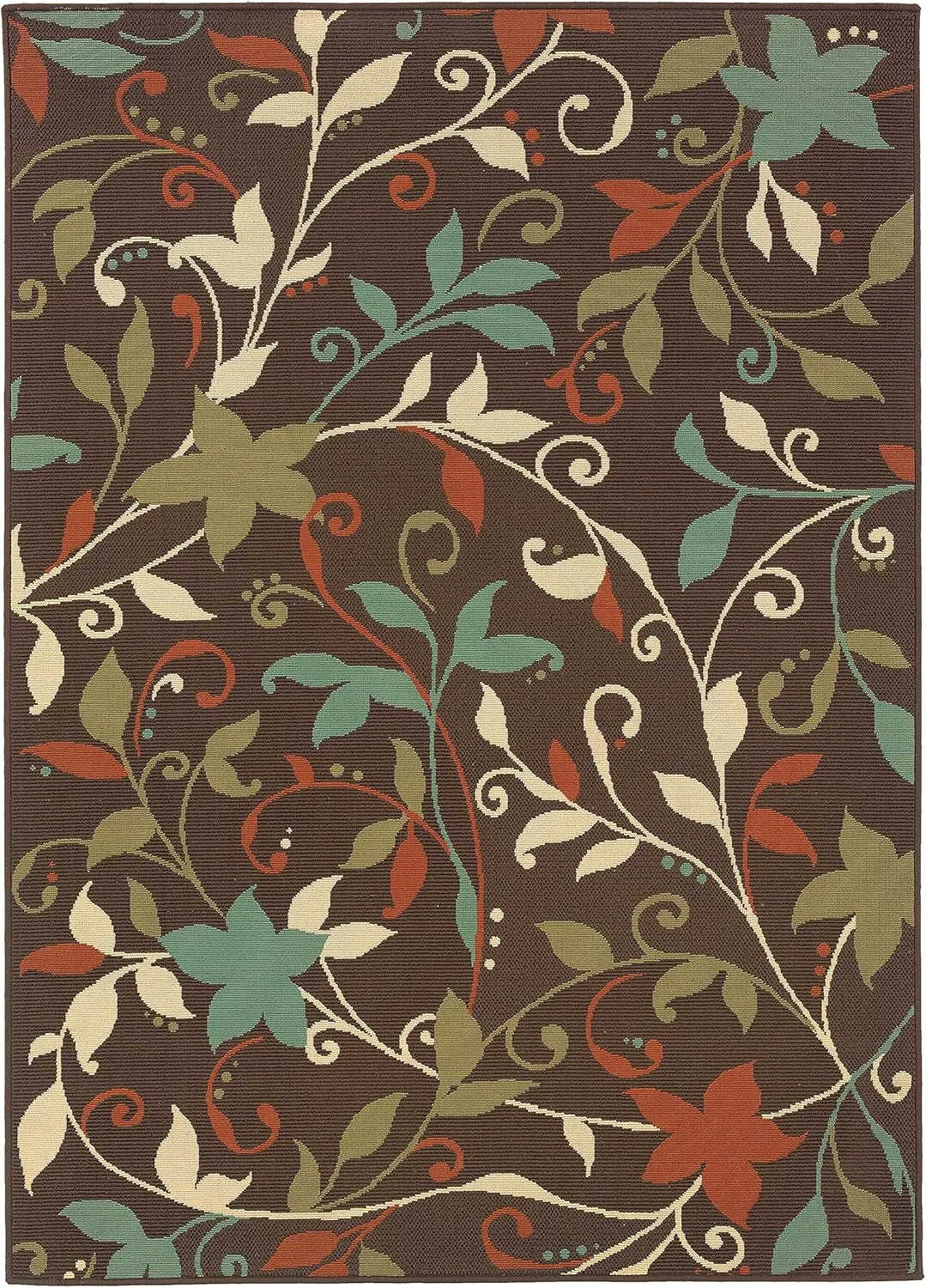 Oriental Weavers Montego Indoor/Outdoor Rug - 967X6-5'3" x 7'6" - in Brown/Green - Classic Casual Style, Water, Stain and Fade Resistant, Hose Clean, Patio, Outdoor Living Area Rug