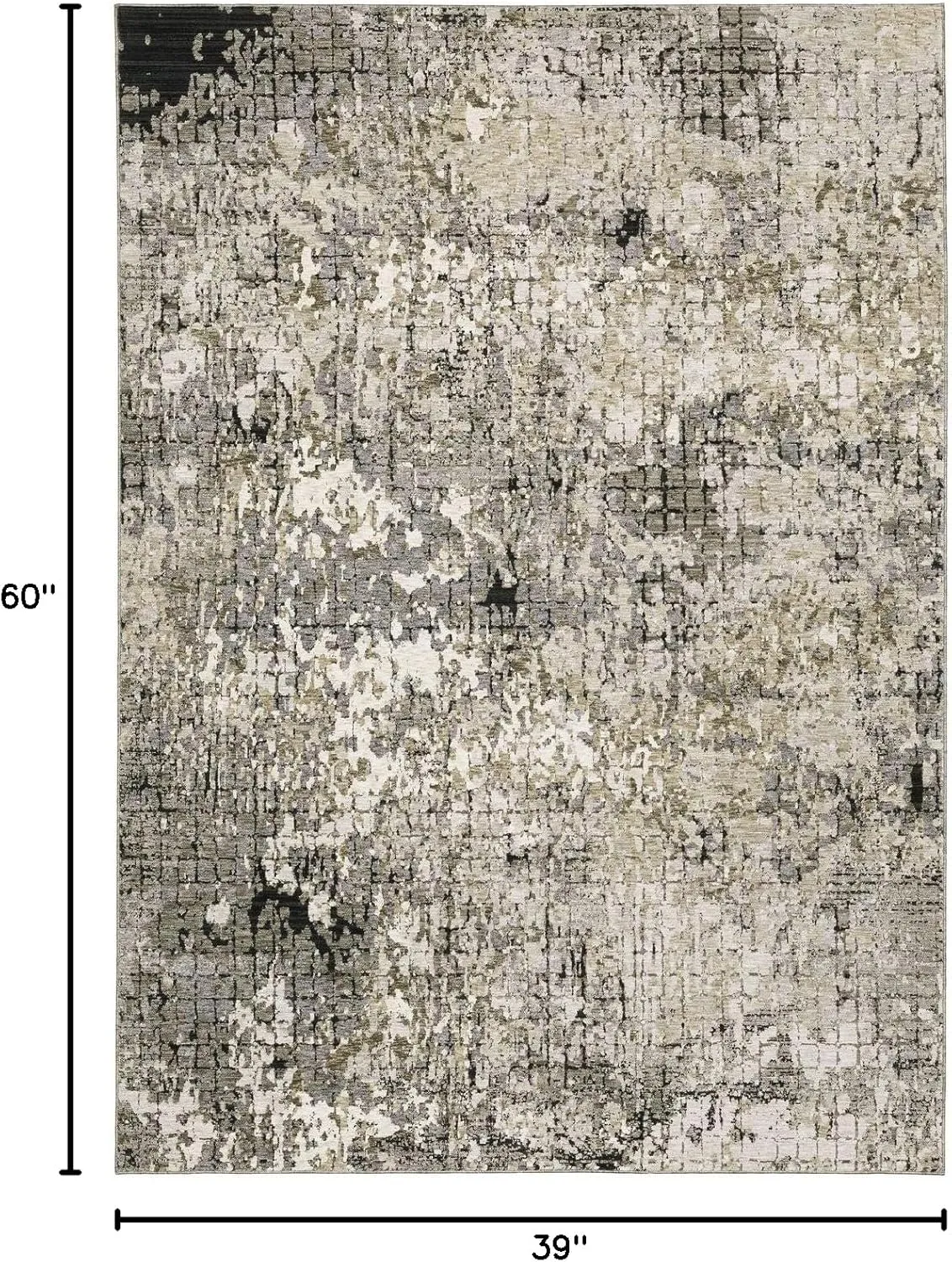 Oriental Weavers Nebulous Area Rug - 091D9-3'3" x 5' - in Grey/Ivory - Modern Style, Stain Resistant, Family and Pet Friendly, Entrway, Bedroom Rug