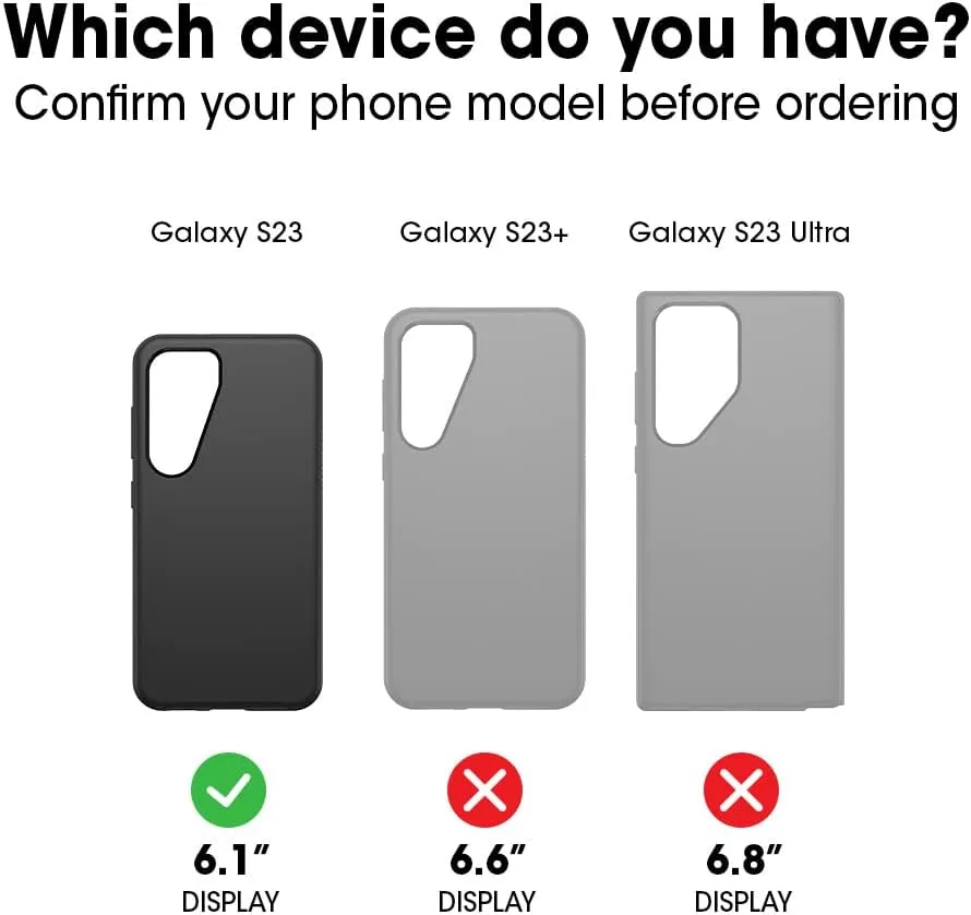 OtterBox Galaxy S23 Symmetry Series Case - Black, Ultra-Sleek, Wireless Charging Compatible, Raised Edges Protect Camera & Screen